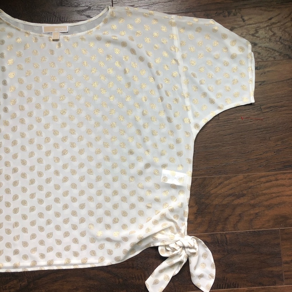 Michael Michael Kors Sheer Blouse Gold White Medium